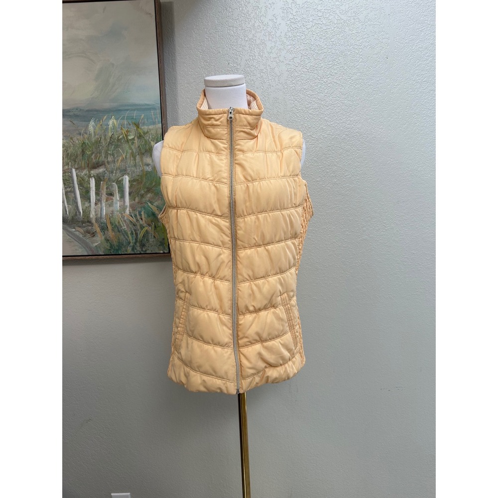 Yellow Puffer Vest Large Lightweight Quilted Vest Christopher & Banks Size